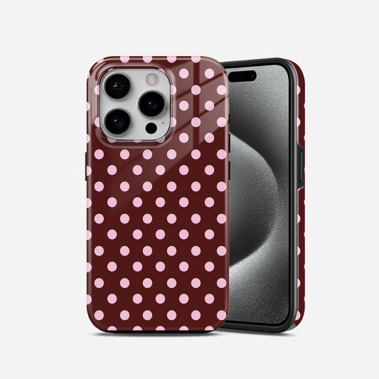 Burgundy Cream Polka Dot Phone Case