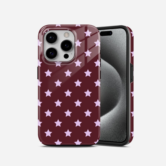 Burgundy Starry Pattern Phone Case