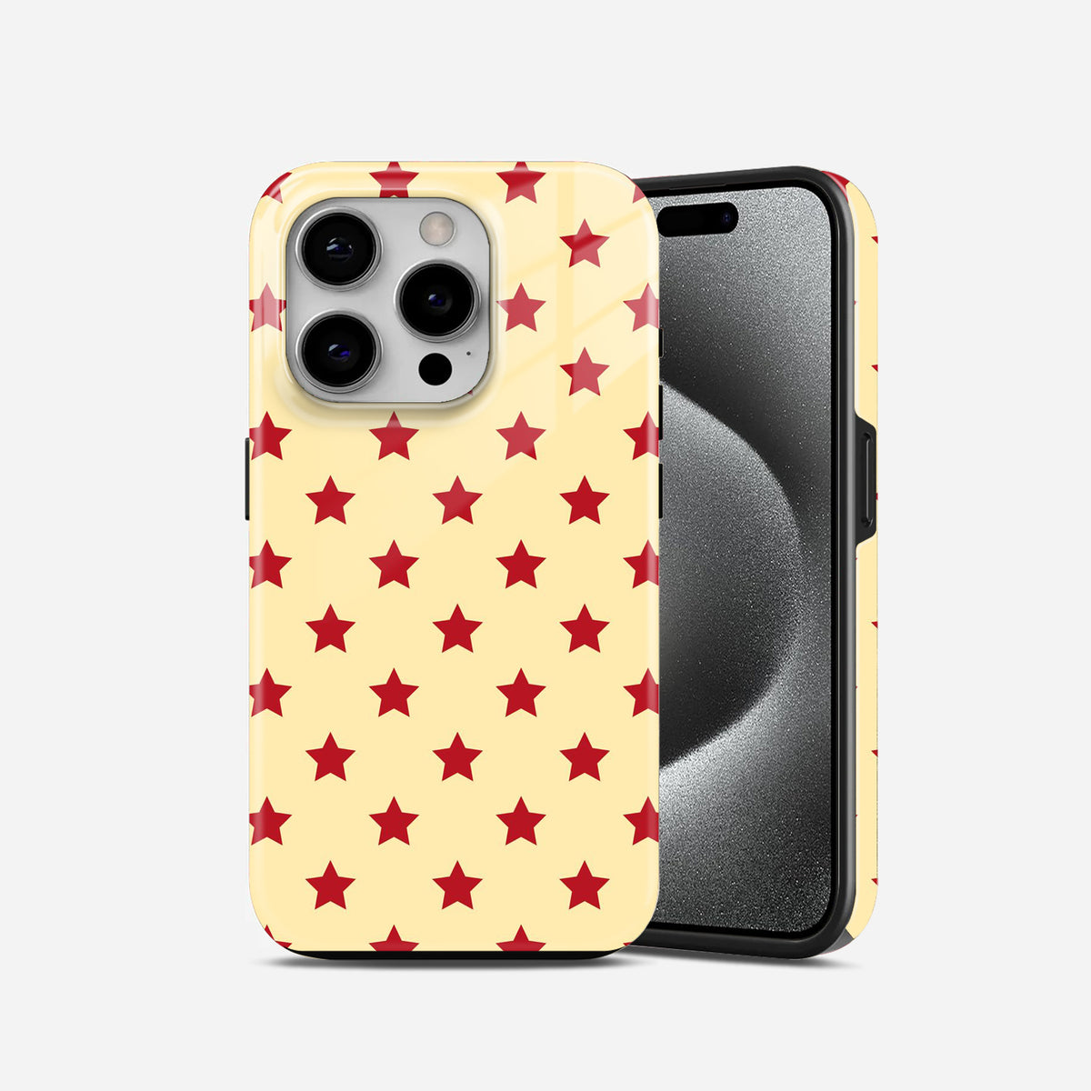 Cream Burgundy Star Pattern Phone Case