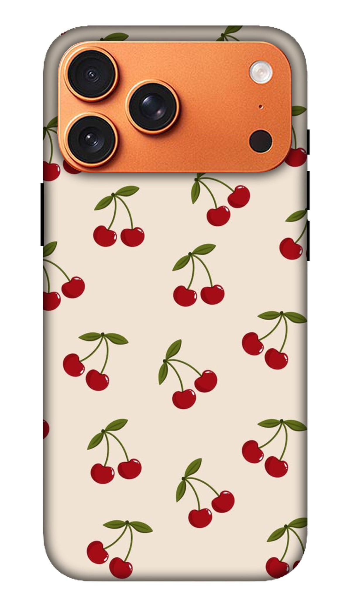 Cream Cherry Pattern Hard Matte Phone Case