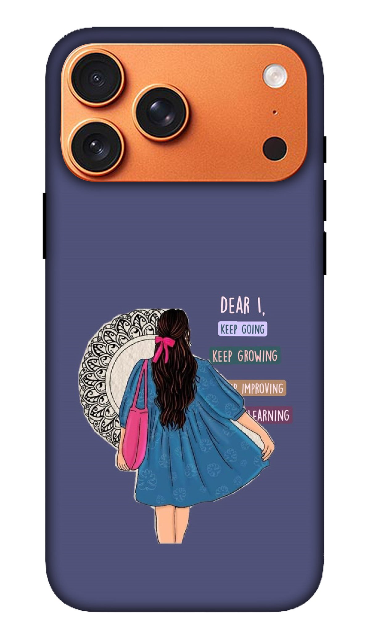 Navy Fashion Girl Illustration Keep Going Hard Matte Phone Case