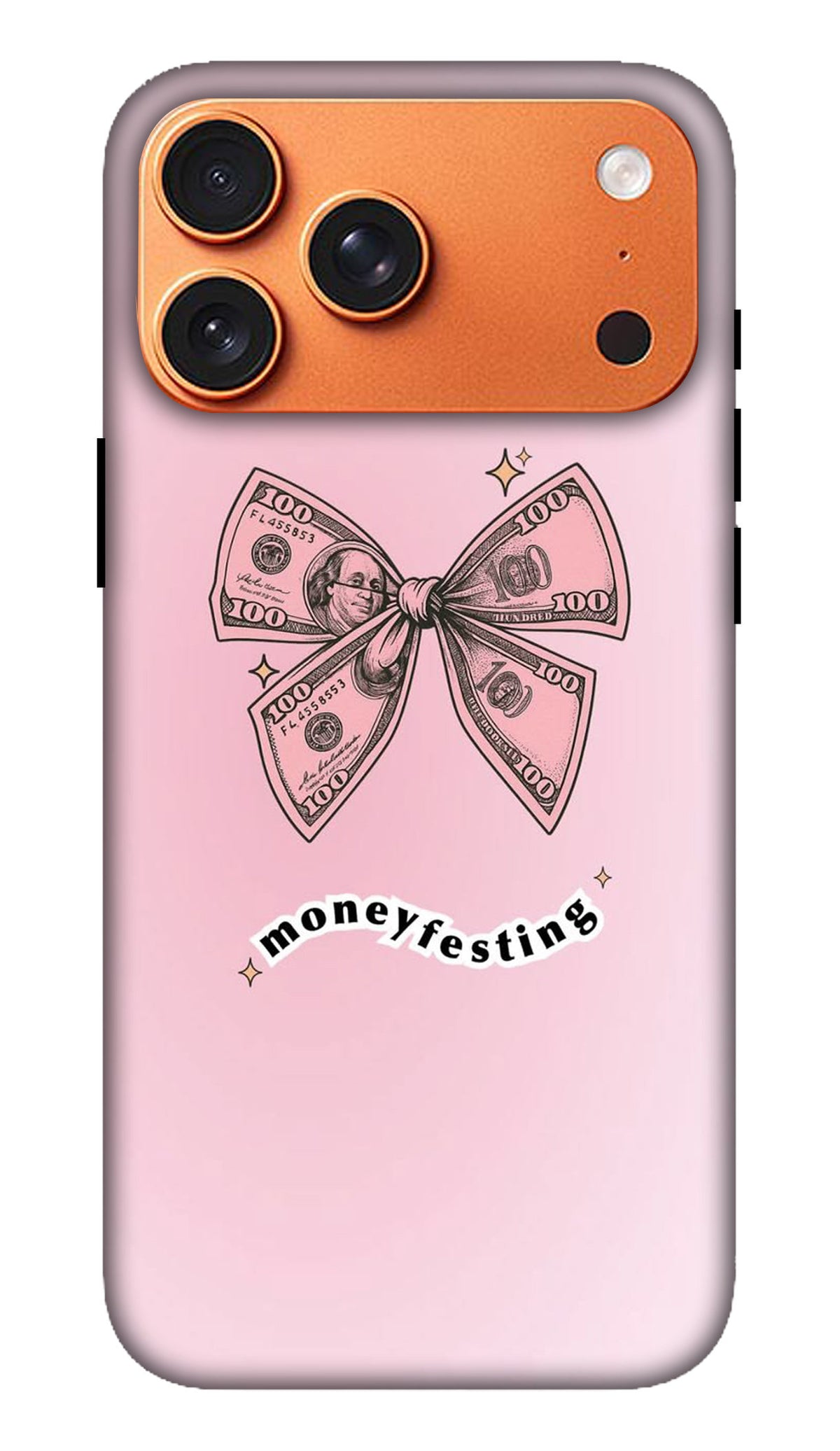Pink Bow Pearl Chain Hard Matte Phone Case