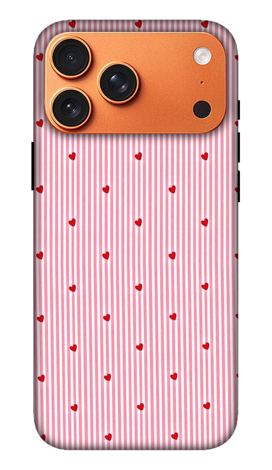 Pink Vertical Stripe Heart Hard Matte Phone Case