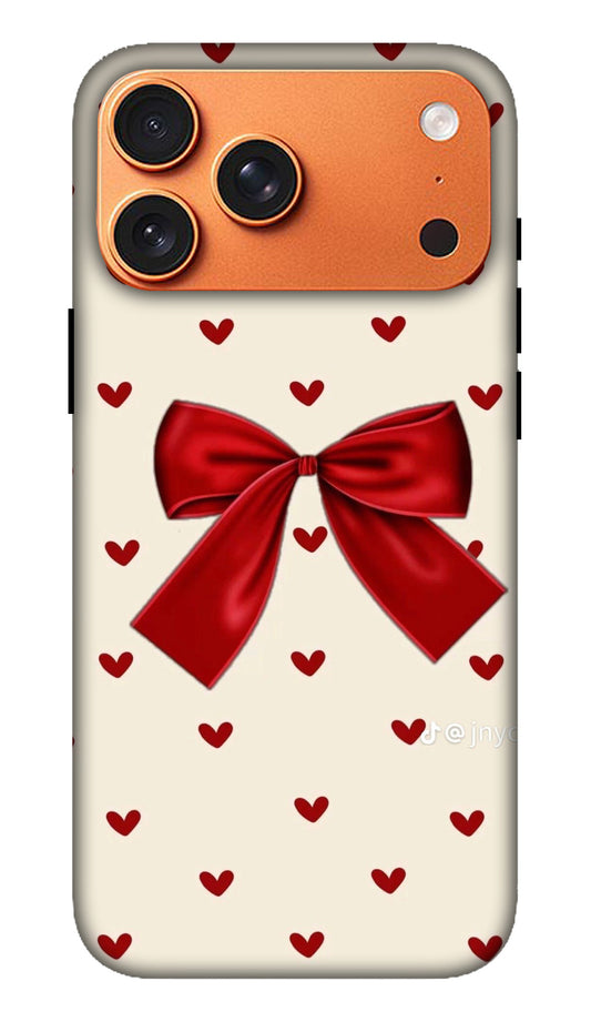 Red Bow Heart Pattern Hard Matte Phone Case