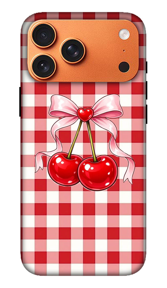 Red Gingham Cherry Bow Hard Matte Phone Case